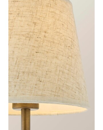ValueLights Lowe Brushed Brass Rechargeable Table Lamp with Linen Taper Shade