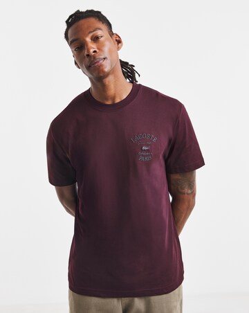 Lacoste Short Sleeve Embroidered T-Shirt - Burgundy