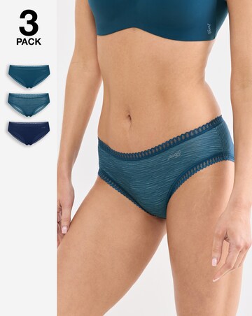 Sloggi 3 Pack Go Crush High Leg Knickers Blue Multi