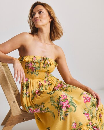 Figleaves Shirred Ruffle Detail Maxi Beach Dress