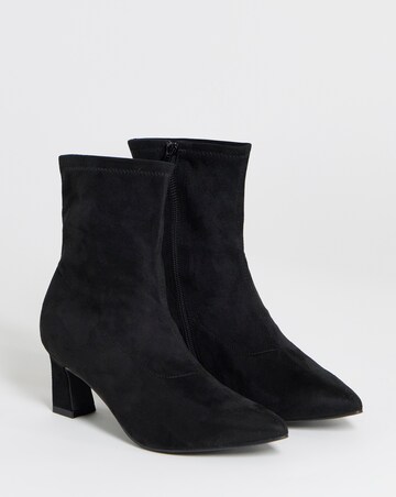 Julia Pointed Toe Heeled Ankle Sock Boots - Extra Wide Fit (EEE)