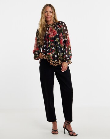 Mix Print Georgette Blouson Sleeve Blouse