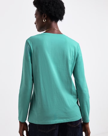 Teal V-Neck Long Sleeve T-Shirt