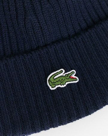 Lacoste Rib Knit Brushed Wool Beanie - Navy