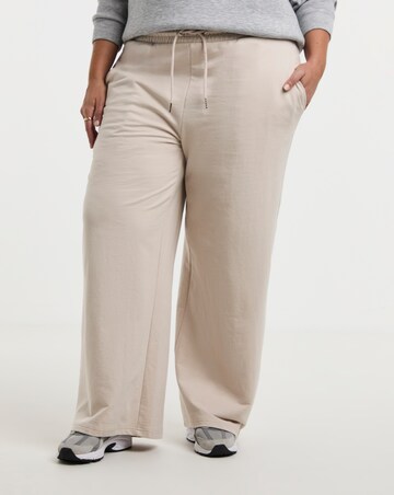 Simply Be Stone Reverse Loop Back Detail Wide leg Jogger