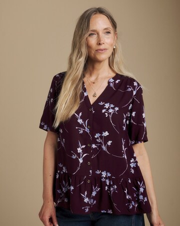 Julipa Printed Button Down Peplum Blouse