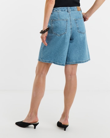 Pure Cotton Mid Blue Drape Bermuda Short