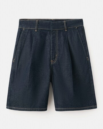 Mango Mid- Rise Denim Bermuda Shorts With Pleats