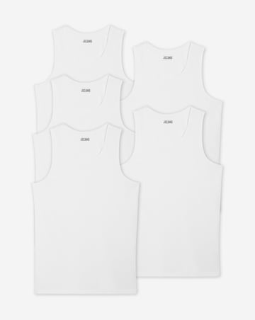 5 Pack Pure Cotton White Vests Long