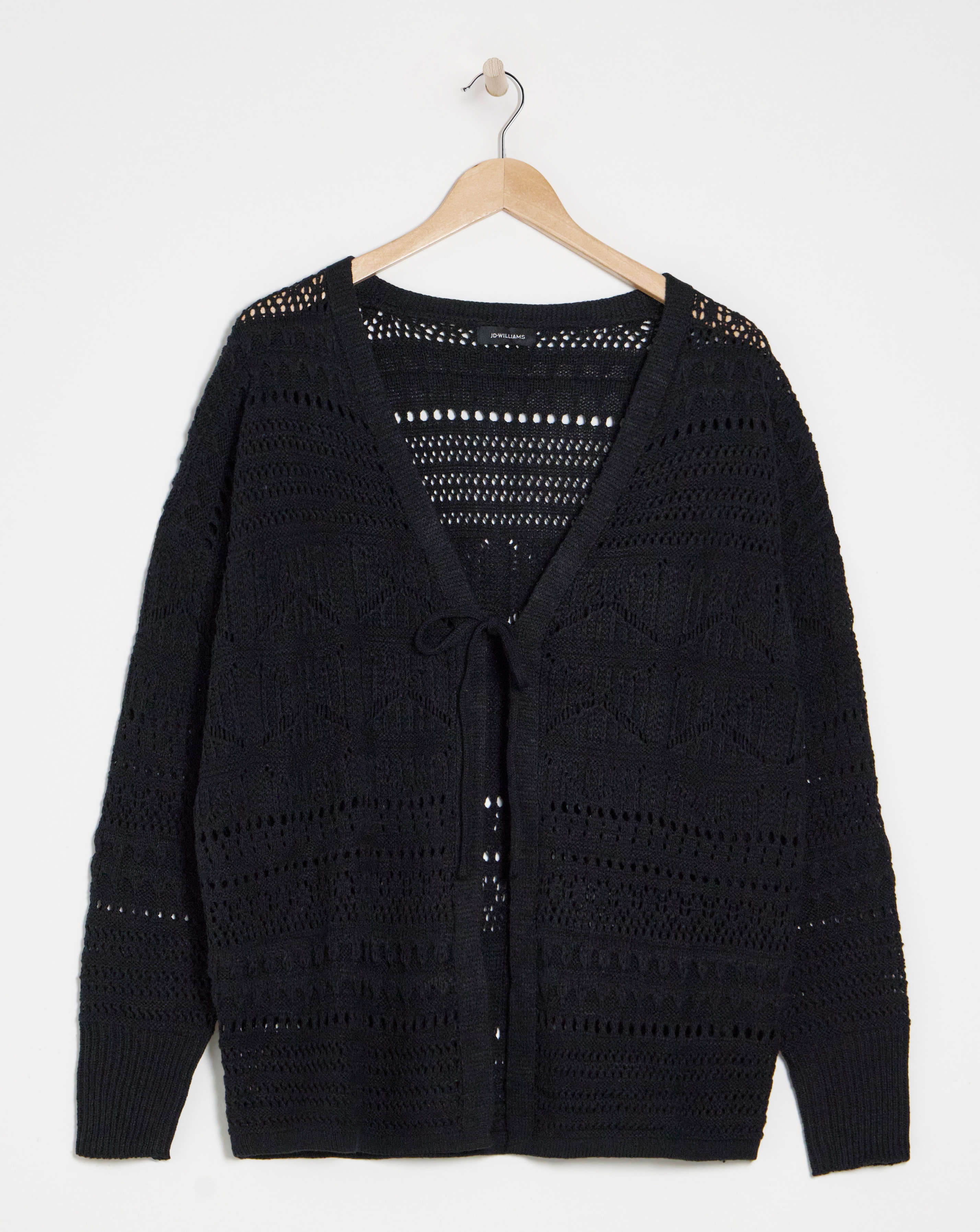Black Tie Front Crochet Cardigan | Ambrose Wilson