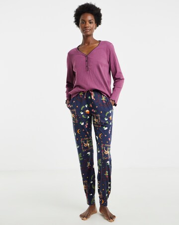 Julipa Pointelle Henley Woodland Print Pyjama Set