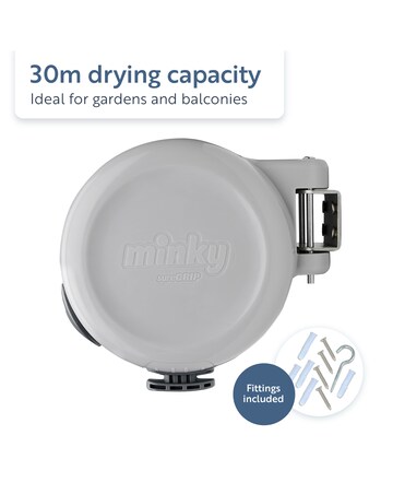 Minky SureGrip 30m Retractable Clothes Line & 48 Pack of Pegs