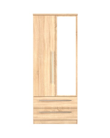 Osprey Ready Assembled 2 Door 2 Drawer Mirrored Wardrobe - Kids