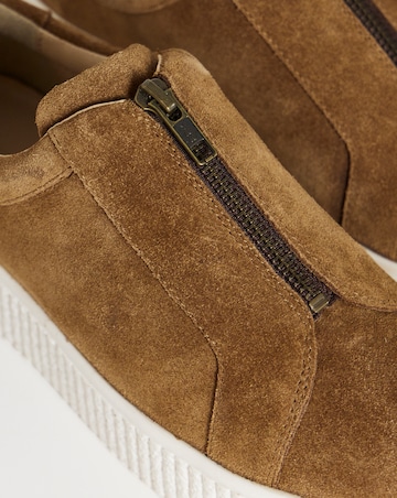 Meridian Zip Up Leather Trainer - Wide Fit (E)