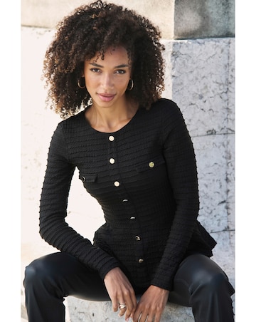 Sosandar Button Detail Textured Top