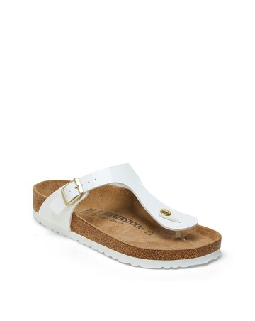 Birkenstock Gizeh White Patent Sandals - Standard Fit (D)