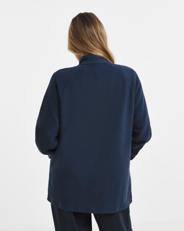 Navy Front Pocket Fleece Longline Zip Through Jacket