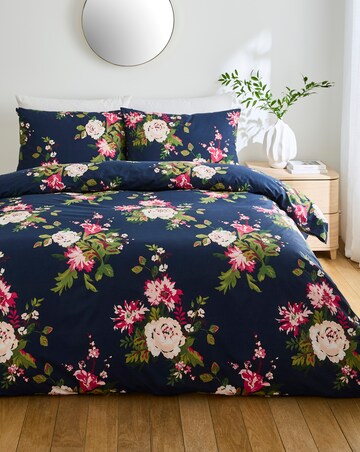 Midnight Floral Bouquet Cotton Blend Duvet Cover Set