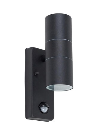 ValueLights Black Outdoor Up Down IP44 PIR Motion Sensor Light - Bulb Included