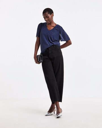 Navy Heat Seal Angel Sleeve Top