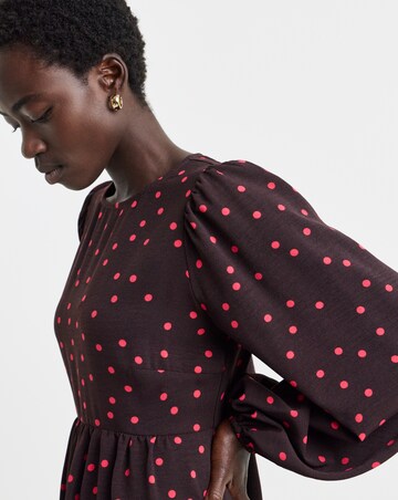 Puff Sleeve Chocolate Spot Dress