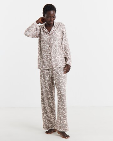 Pretty Secrets Animal Print Soft Knit Button Through Pyjama Set