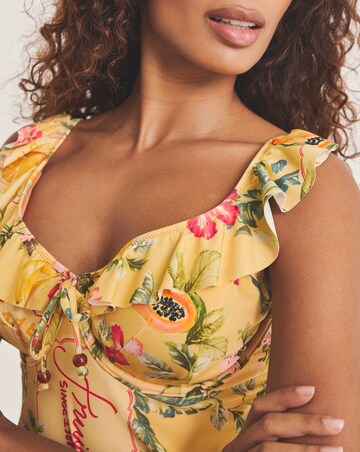 Figleaves Fruit Print Frill Underwired Tummy Control Tankini Top