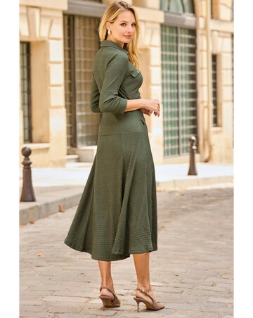Sosandar Petite Textured Ruched Front Shirt Dress