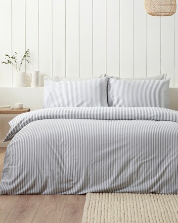 Catherine Lansfield Brushed Stripe Duvet Cover Set