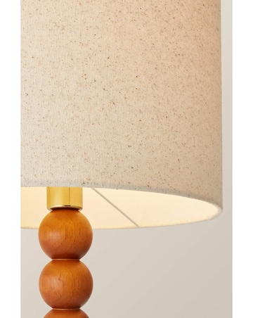 ValueLights Wyatt Wood Bobble Table Lamp with Linen Shade