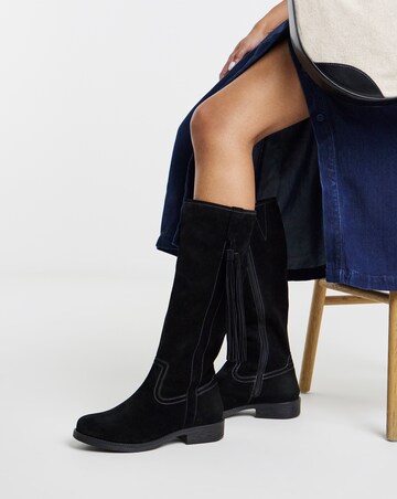 Abby Suede Tassle Knee High Boots - Wide Fit (E) & Curvy Calf
