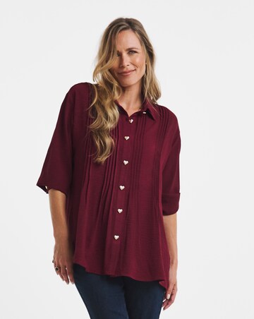 Heart Button Pintuck Shirt