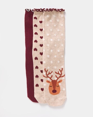 Pretty Secrets (3 Pair Pack) Reindeer Novelty Christmas Socks