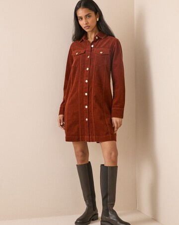 NOBODY'S CHILD LS SHEENA CORD SHIRT DRESS