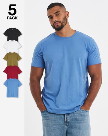 5 Pack Pure Cotton Crew Neck T-Shirts