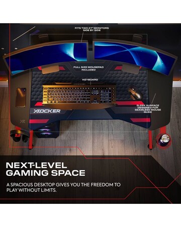 X Rocker Panther Evo 120cm Gaming Desk with Mousepad - Red