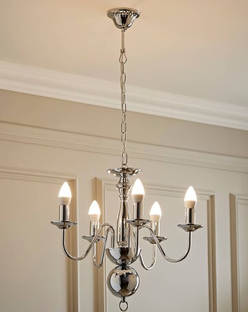 ValueLights Gothica Flemish Style 5 Way Ceiling Light Chrome