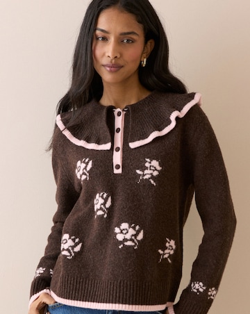 Nobody's Child Floral & Collar Henley Jumper