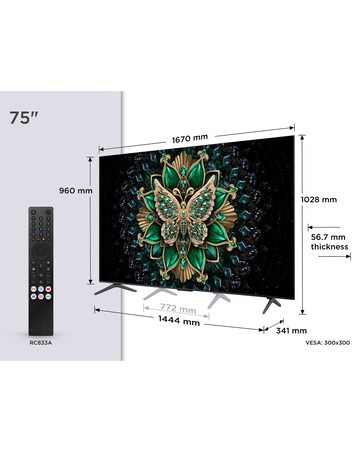 TCL 75C6K-UK 75in 4K Mini LED HDR Smart Fire TV with Freely