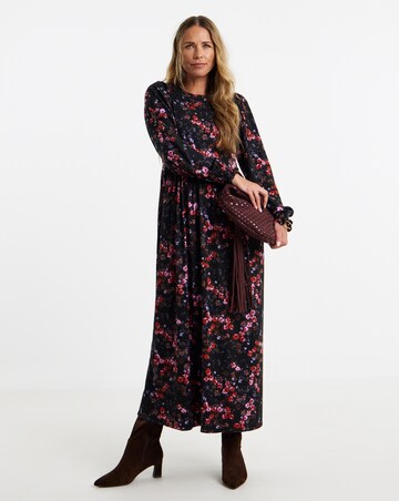 Soft Touch Midi Shirred Cuff Midi Dress
