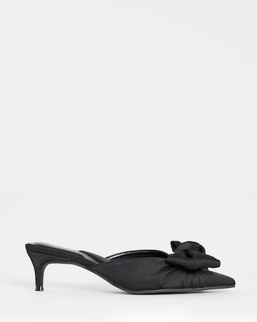 Tia Pointed Bow Kitten Heel Mules - Wide Fit (E)