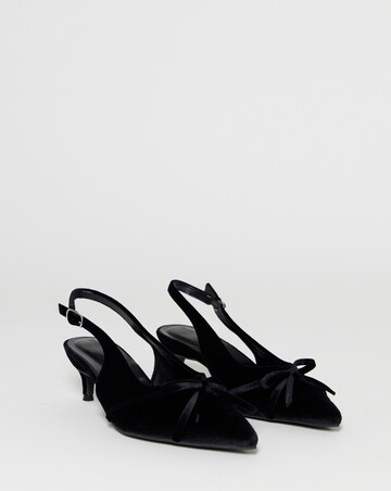 Leila Velvet Bow Slingback Heeled Shoes - Wide Fit (E)