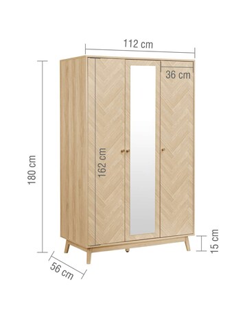 Herringford 3 Door Wardrobe With Mirror