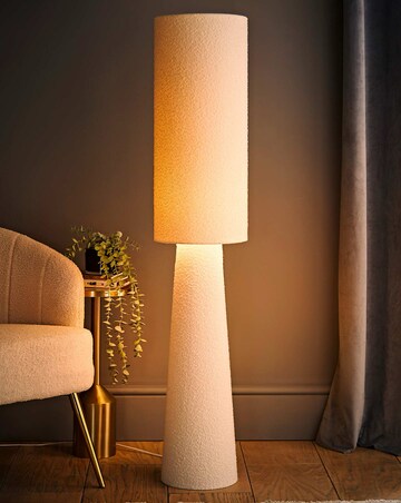 ValueLights Ash Cream Boucle Fabric Midi Floor Lamp