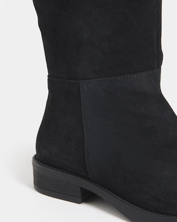 Krista Suede Pull On Knee High Boots - Wide Fit (E) & Curvy Calf