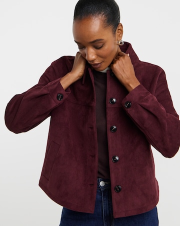 Dark Berry Suedette Trucker Jacket