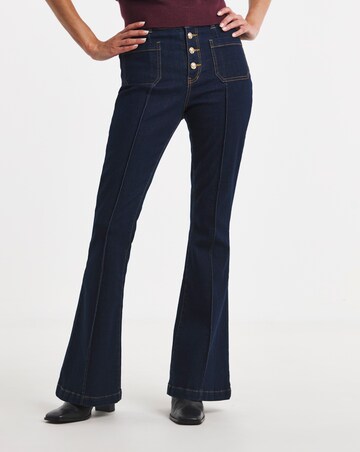 Seam Front Military Flare Jeans