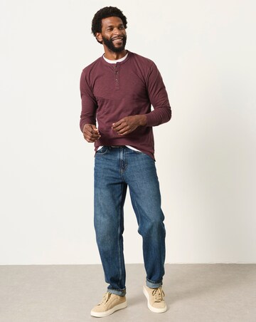 FatFace Long Sleeve Woodside Henley T-Shirt - Plum Purple