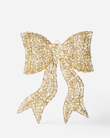 Gold Spiral Twirl Bow - Warm White Light