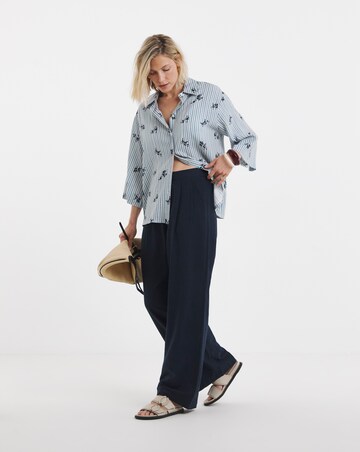 Printed Linen Mix Half Sleeve Shirt